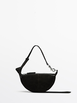 Massimo Dutti Мини-сумка через плечо из замши-сплита, шоколадный