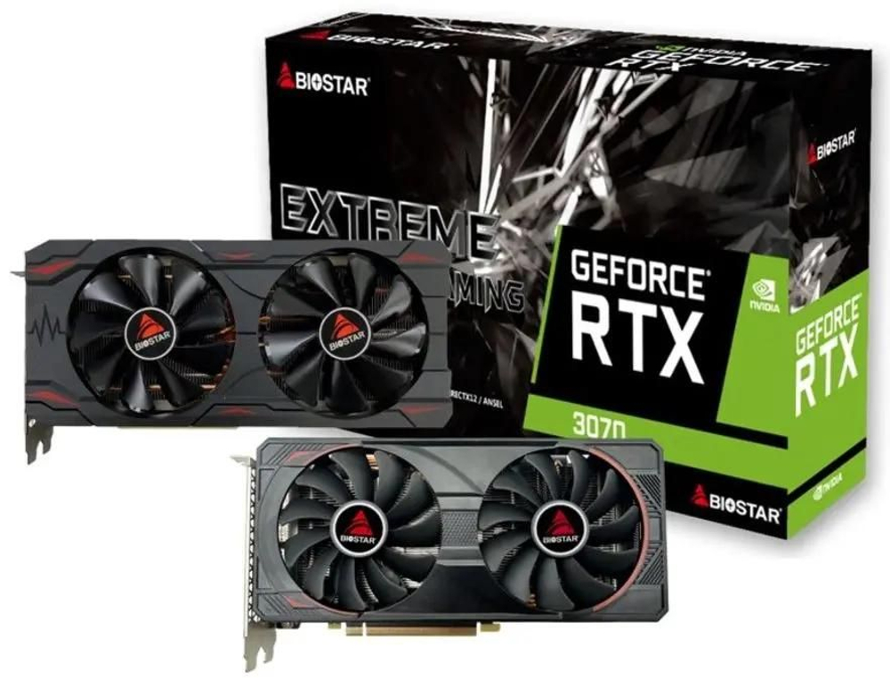 Видеокарта Biostar NVIDIA  GeForce RTX 3070 VN3706RM82 8ГБ GDDR6, LHR,  Ret