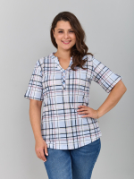 Блузка БЛ-122/голубой-корклетка