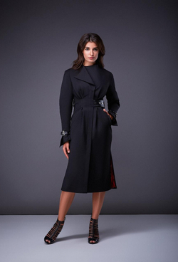 Френч чёрный с вырезами по бокам 16-01-20FW