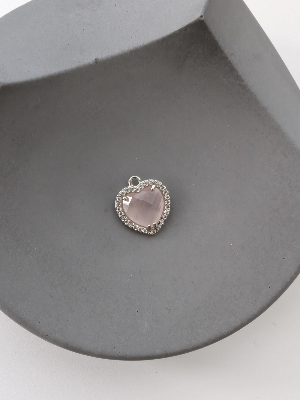 Подвеска сердце розовый кварц, 16мм