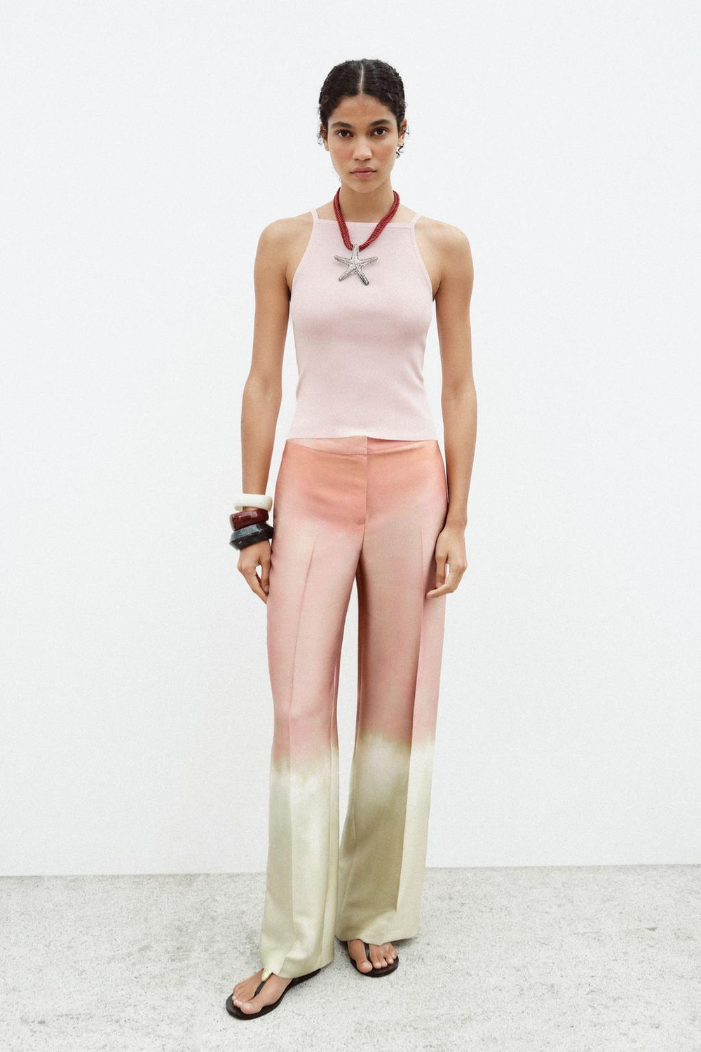 ZARA ТРИКОТАЖНЫЙ ТОП С ВЫРЕЗОМ И БАНТАМИ, ПАСТЕЛЬНО-РОЗОВЫЙ