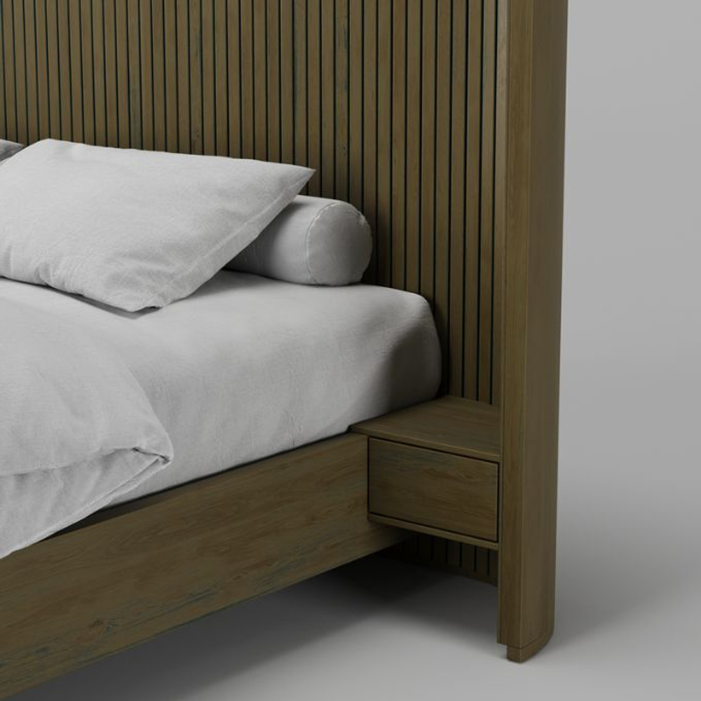 Кровать Эклипс с тумбами 160x200 (натуральный дуб с патиной), высота 96 см