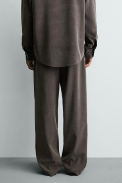 ZARA СТРУЯЩИЕСЯ БРЮКИ RELAXED FIT, РОЗОВАТО-КОРИЧНЕВЫЙ