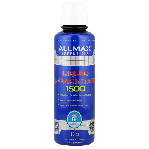 ALLMAX, жидкий L-карнитин 1500, голубая малина, 473 мл (16 уний)