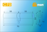 Цилиндровый механизм MSM-111 М70 перфо. ключ (5 кл.) АВ