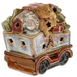 GAEM Набор из 2шт: Фигурка декор c подсветкой "Дед Мороз на поезде" (LR44x6), L26 W9 H15,5 см