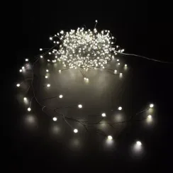 Светодиодная нить Капли 400 белых ламп, 10 м., 24В, черный провод, LUCA (84917)