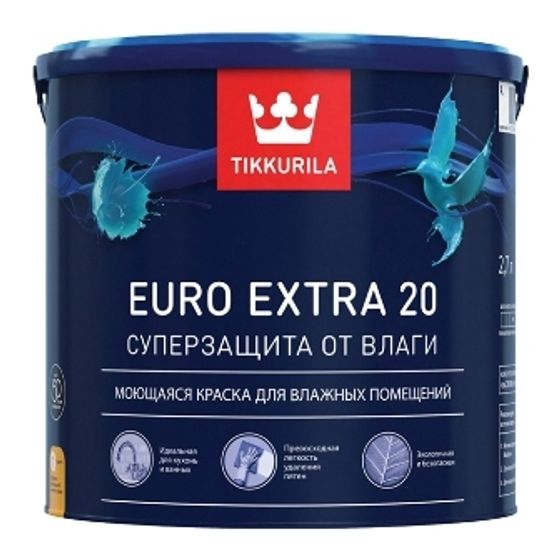 Краска моющаяся для влажных помещений Euro Extra-20 Tikkurila (Тиккурила Евро Экстра 20) 0,9л