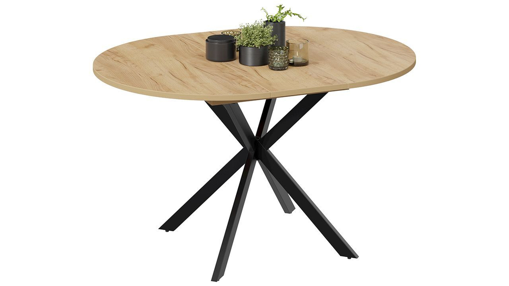 Стол кухонный обеденный круглый раздвижной Белый/Чёрный Муар, Мэдисон, 100,1х100х75 см