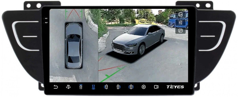 Магнитола для Geely Atlas 2018-2021 - Teyes CC3-2K-360 на Android 10, 2K QLED, 6Гб+128Гб, CarPlay, 4G SIM-слот, 4 камеры в комплекте