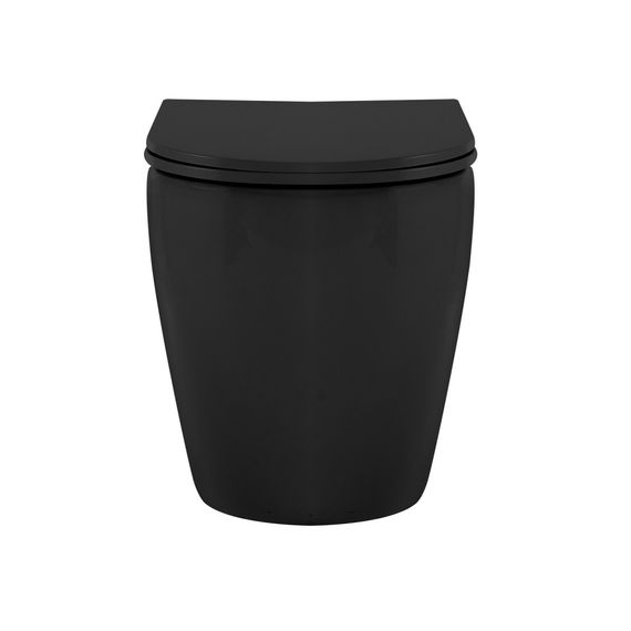 Унитаз ABBER Bequem AC1111TMB приставной черный матовый, безободковый, смыв торнадо