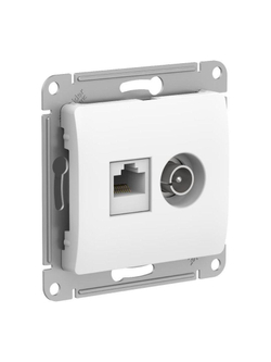 Розетка компьютерная + телевизионная 2-м Glossa RJ45 кат.5E + TV механизм бел. SE GSL000189