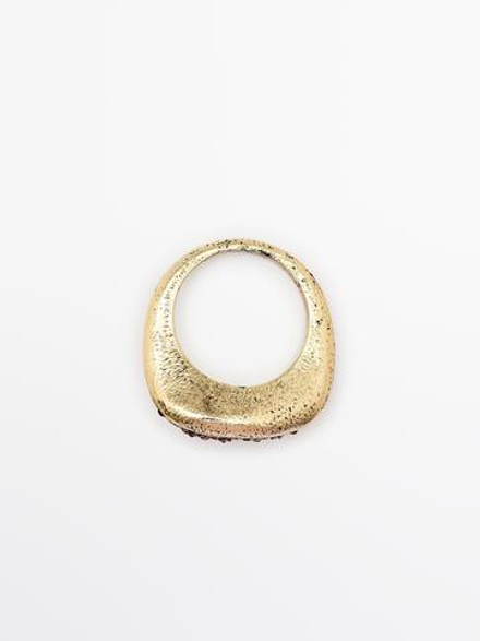 Massimo Dutti Асимметричное кольцо со стразами, красный