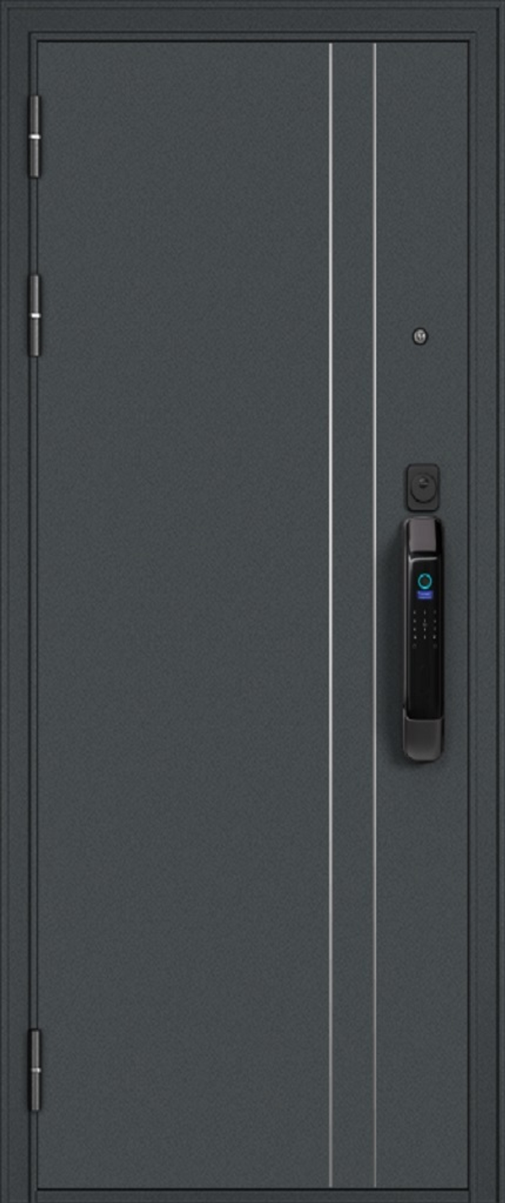 Входная дверь Мастино City Smart D5/0 Чёрный муар - Эмаль светло серая