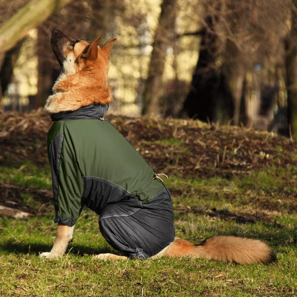 Комбинезон для собак Brutal heart вырез на мальчика хаки серый White wolf