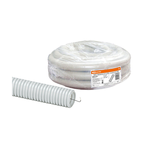 Труба гофрированная ПВХ легкая Tdm Electric, с зондом, d 25 мм, 75 м, серая