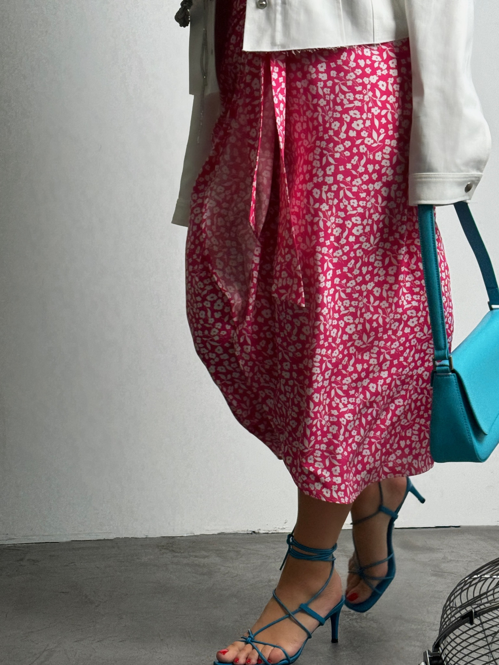 Юбка в мелкий цветочек розовая