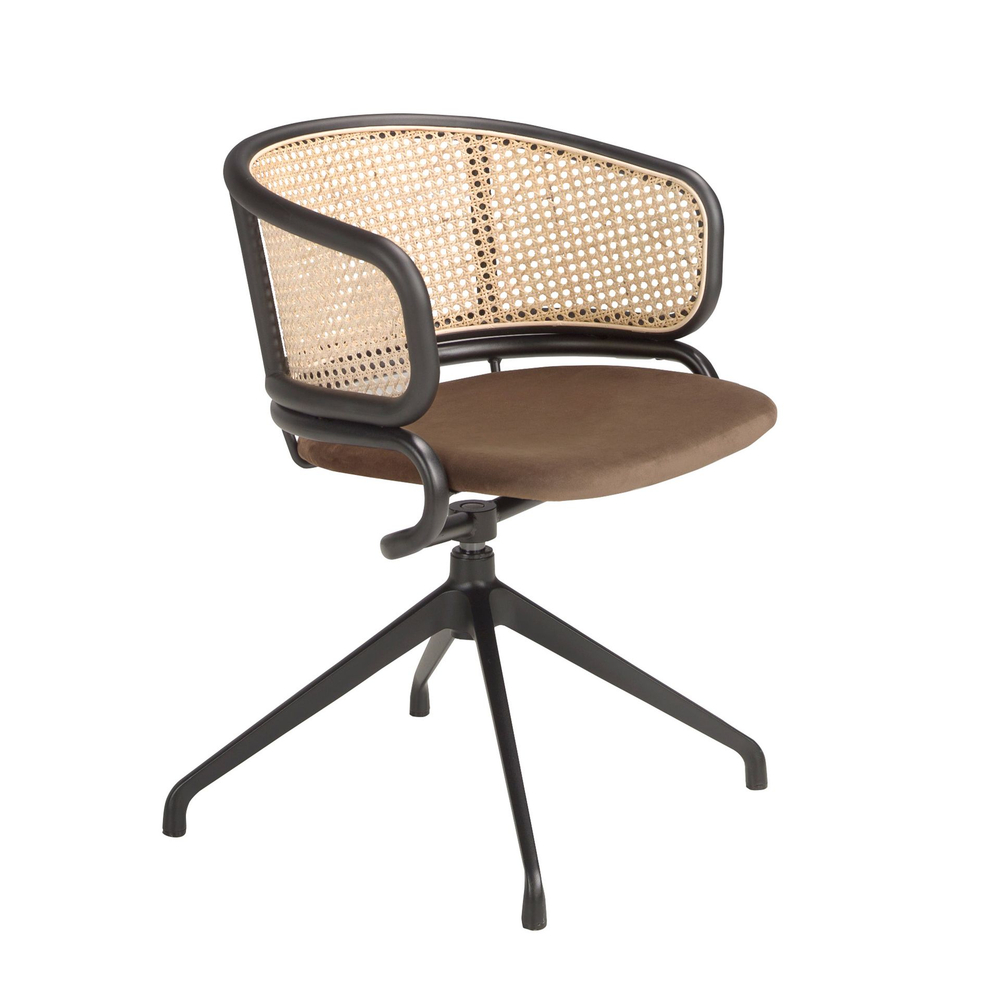 Поворотное кресло Angel Cerda 4129/DC-1698B из бархата и ротанга