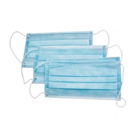 Маска трехслойная медицинская (50шт/уп) голубые, белые