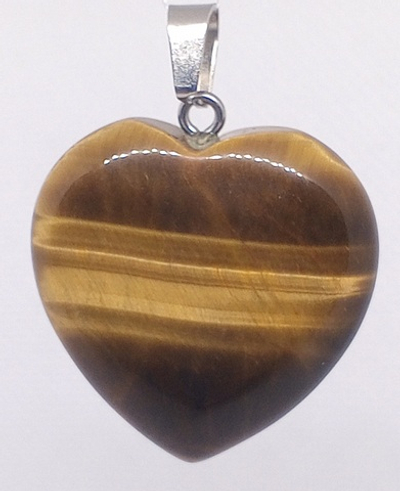 Кулон сердце из тигрового глаза