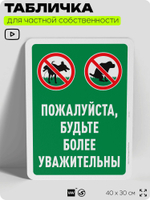 Табличка для частной территории "Пожалуйста, будьте более уважительны", на дом, для участка, организаций и частных территорий, предупреждающая, 40х30 см, Silver Plane x Айдентика Технолоджи