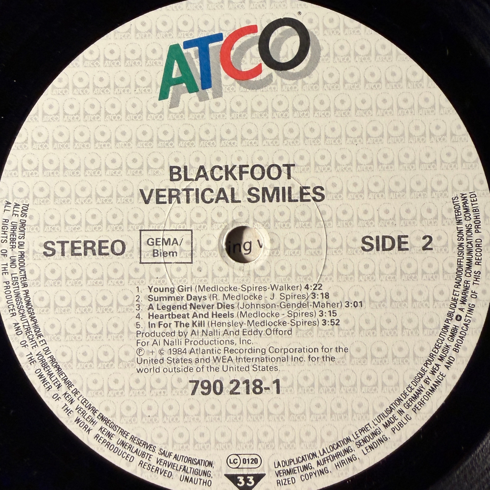 Blackfoot – Vertical Smiles (Германия 1984г.)Т