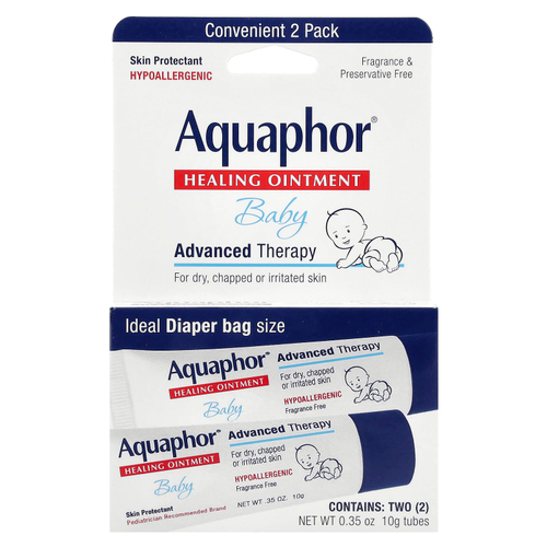 Aquaphor, Лечебная мазь для детей, без отдушек, 2 тюбика по 10 г (0,35 унции)