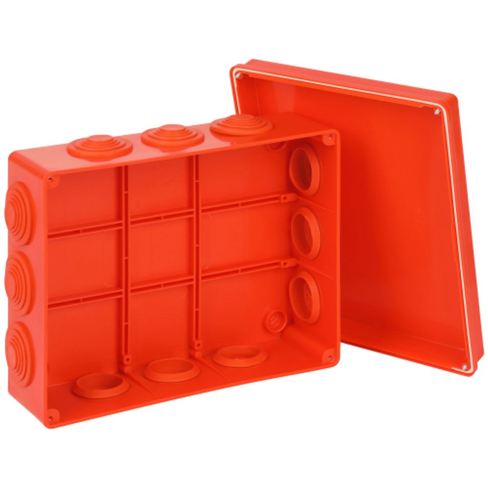 Распаячная коробка ЭРА KORv-240-190-90-12g-OR-FR ОП огнестойкая 240х190х90мм оранжевая на винтах 12 вх. IP55