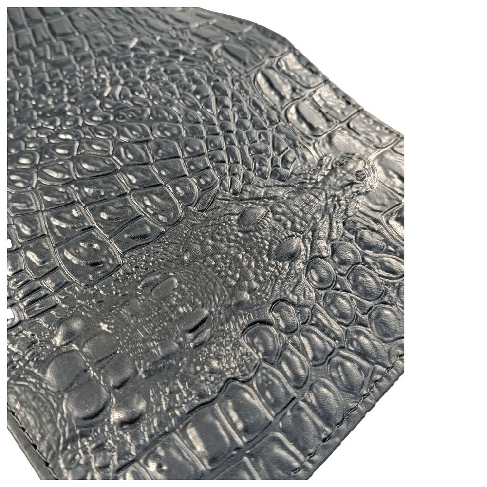 Обложка для автодокументов, натуральная кожа, крокодил, черная, тиснение, конгрев "Данди"