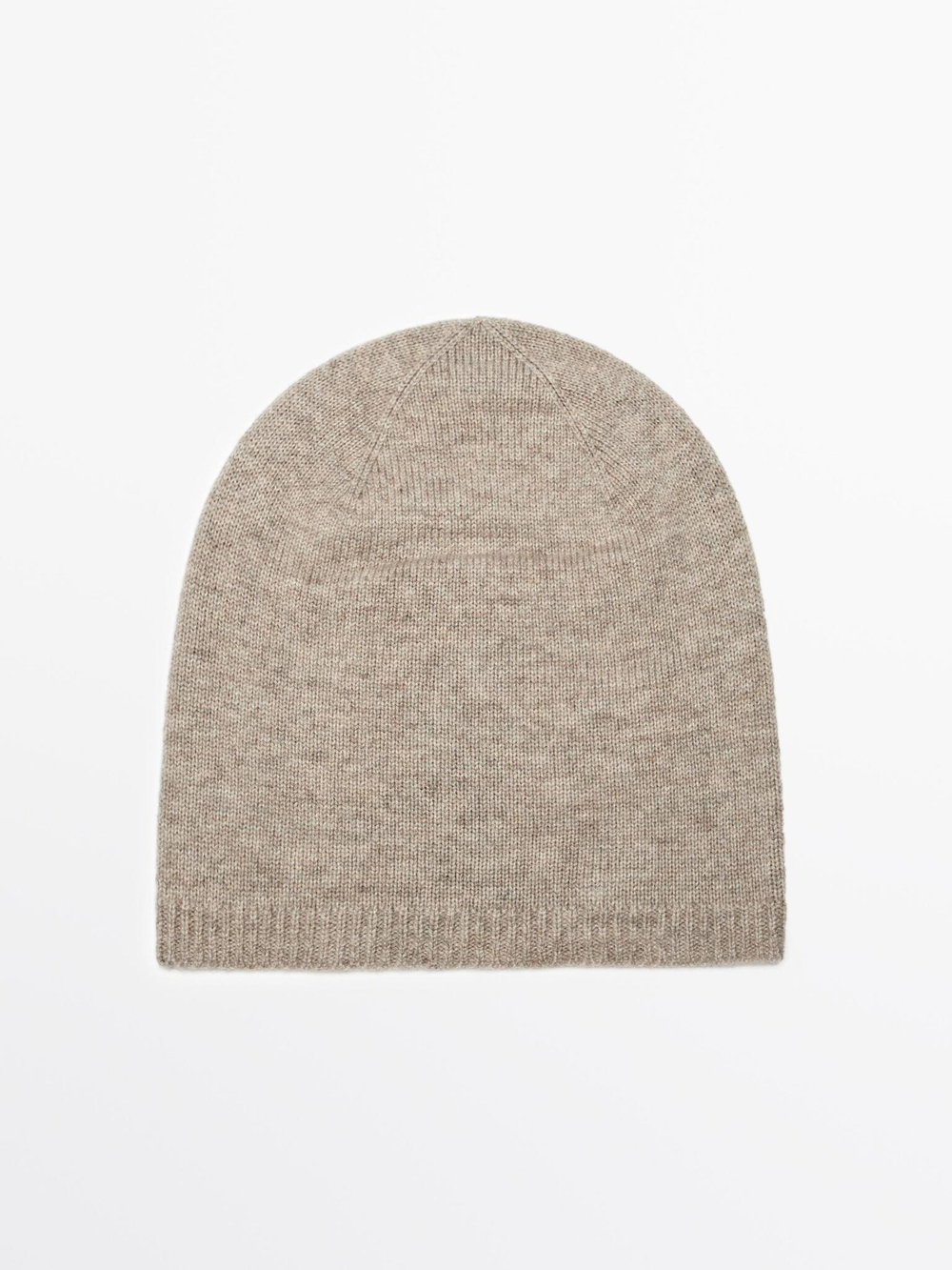 Massimo Dutti Шапка бини из тонкого трикотажа, песочный