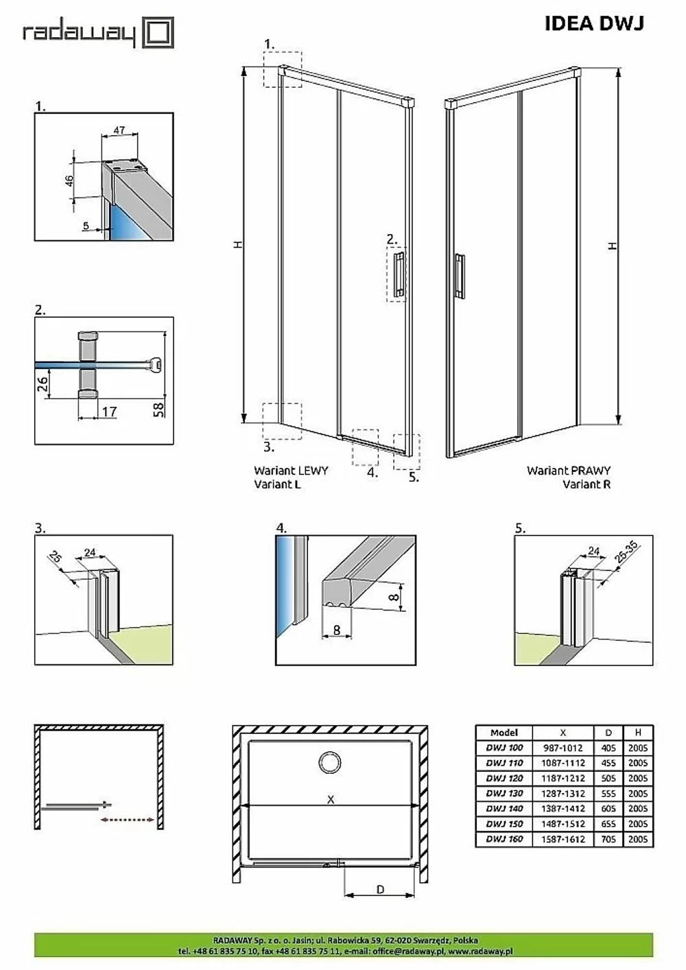 Душевая дверь Radaway Idea DWJ 140