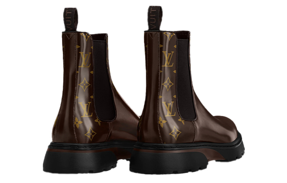 LOUIS VUITTON Bold Cow Leather Chelsea Boots Men"s Brown