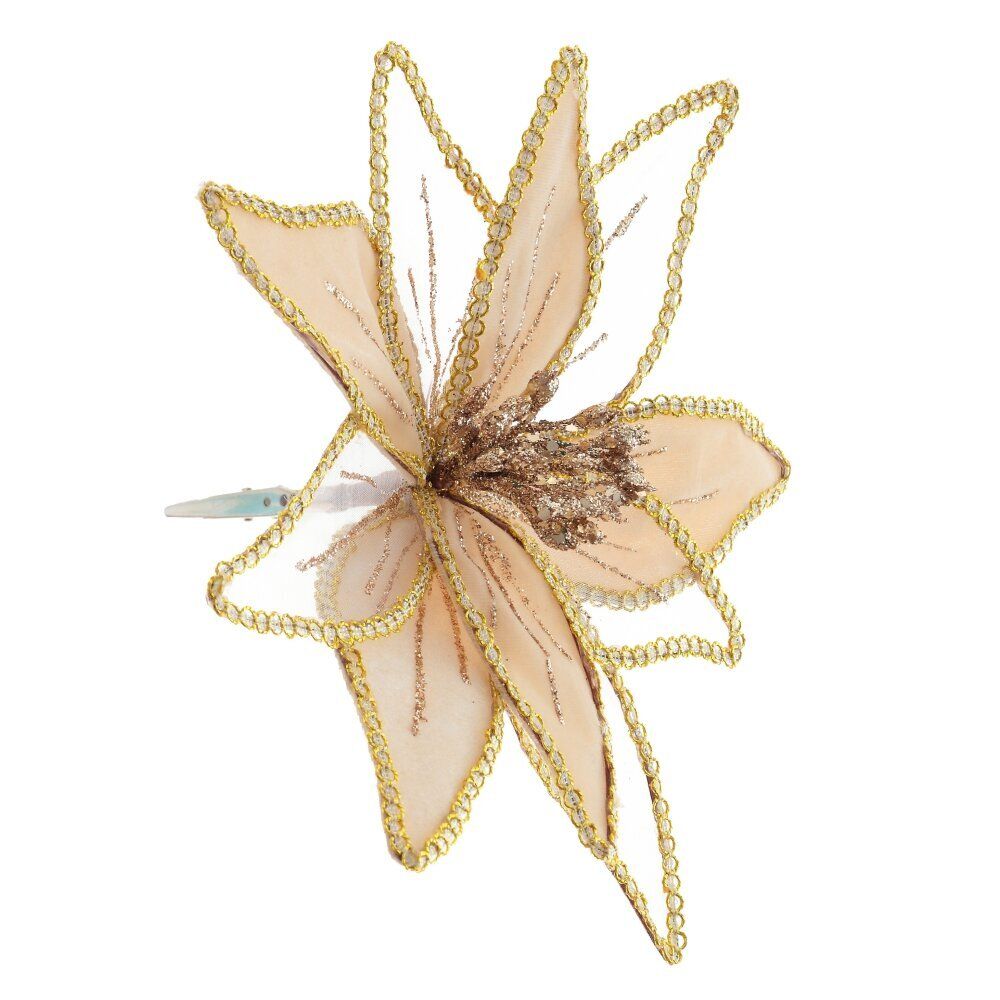 GAEM Цветок исскуственный "Пуансеттия" (на клипсе), L23 W23 H12 см