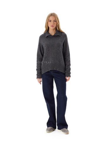 Темно-серый шерстяной свитер с цветным люрексом