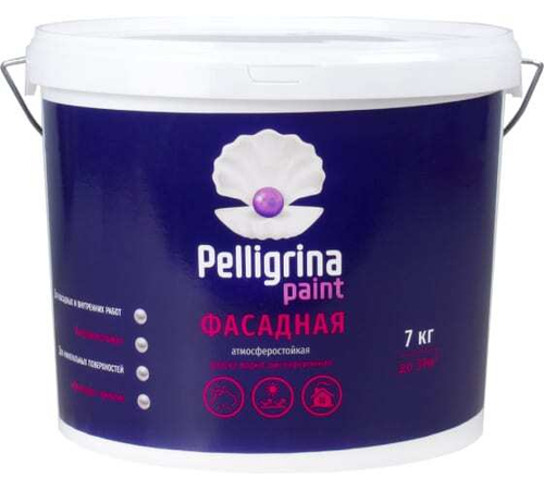 Краска В/Д 7кг акрил фасадная белоснежная Пеллигрина Пайнт
