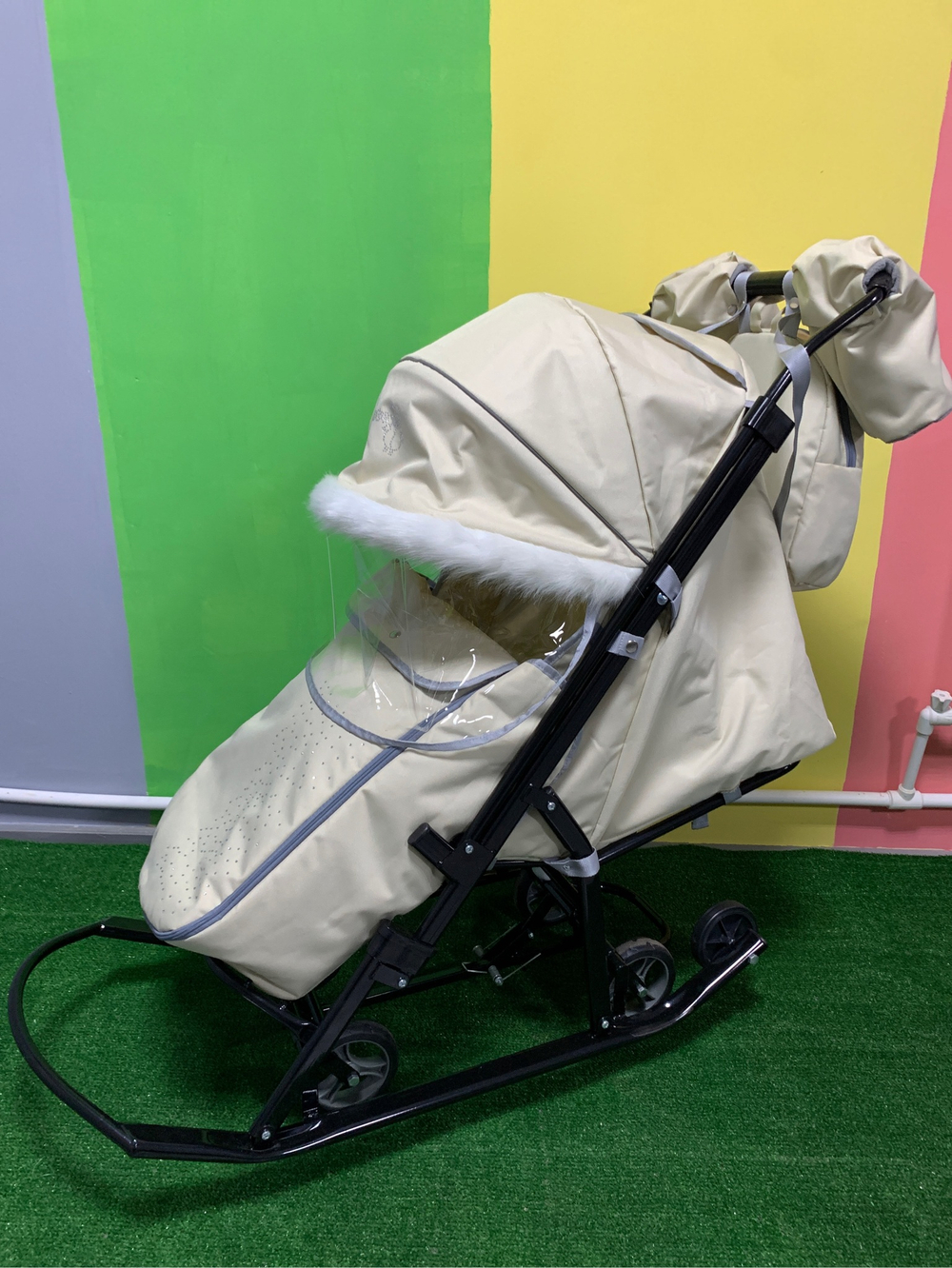 Санки-коляски Pikate КС Снеговик Бежевый