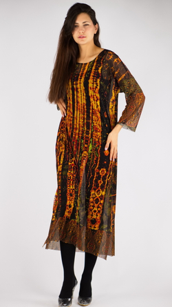 Платье-туника из сетки «Золотой лес», принт по мотивам живописи Густава Климта