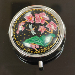 Сувенирный контейнер для хранения мелочей с ручной росписью Палех "Орхидея"