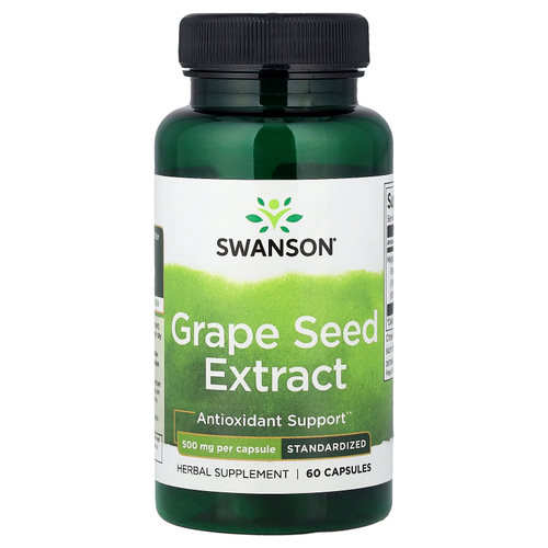 Swanson Vitamins, Экстракт виноградных косточек, стандартизированный, 500 мг, 60 капсул