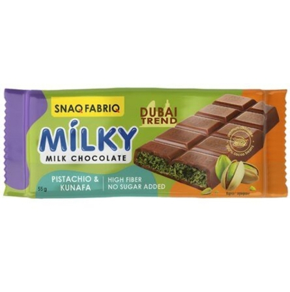 Snaq Fabriq Milky Молочный шоколад с фисташковой пастой и хрустящим тестом катаифи (55 гр.)