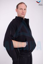 Толстовка ортопедическая межсезонная с молниями по верху рукавов. Размер L-2XL (48-54). Цвет ЧЕРНЫЙ. Ткань ТРИКОТАЖ С НАЧЕСОМ