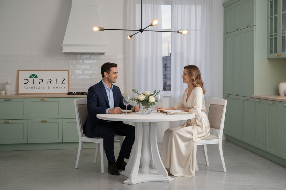 Стол обеденный Эванс круглый из массива сосны | Диаметр 100 см | Белый | Dipriz