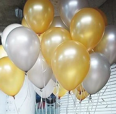 Шары с гелием под потолок Gold metall & Silver metall 21 шар