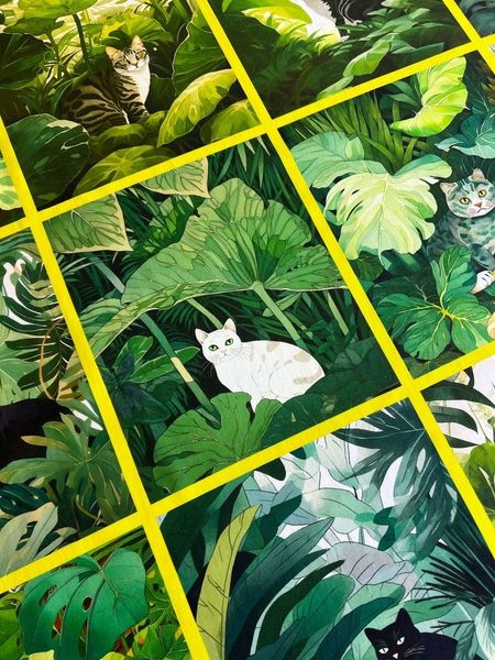 КОТЫ, КУПОН 1 ряд 5 картинок ( полоска, где две собаки) , 100% хлопок Handmade Fabrics 4