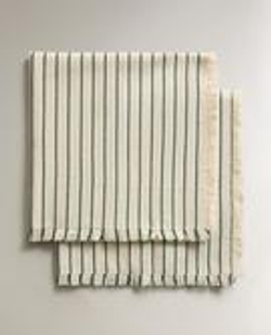 ZARA HOME САЛФЕТКИ С БАХРОМОЙ В ПОЛОСКУ (2 ШТ.), ЭКРЮ