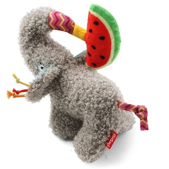 Gigwi Игрушка для собак "Слоник с арбузом и пищалкой, 19см