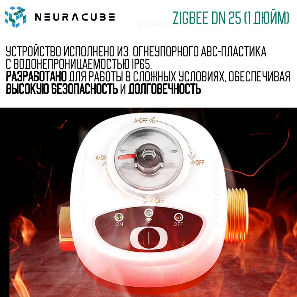 Умный Zigbee шаровый кран с электроприводом DN25 (1" дюйм) USB5V + ручное управление (Работает с eWelink, Алиса)