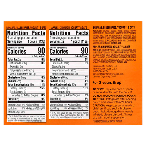 Happy Family Organics, Happy Tot®, Super Morning, смесь фруктов, йогурта и злаков, для детей от 2 лет, ассорти вкусов, 8 упаковок по 113 г (4 унции)