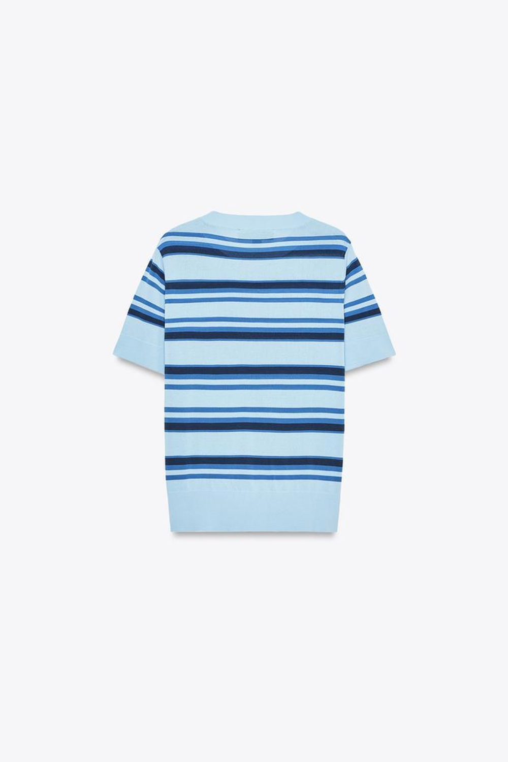 ZARA ТРИКОТАЖНАЯ ФУТБОЛКА В ПОЛОСКУ, СИНИЙ/ИНДИГО